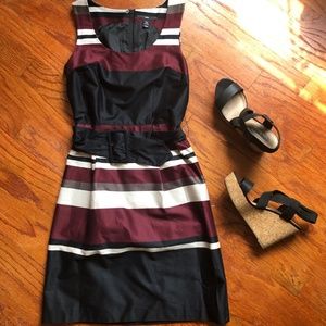 H&M Maroon, Black and Cream Dress w Belt